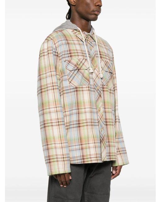 Acne Natural Buttoned Checked Hoodie