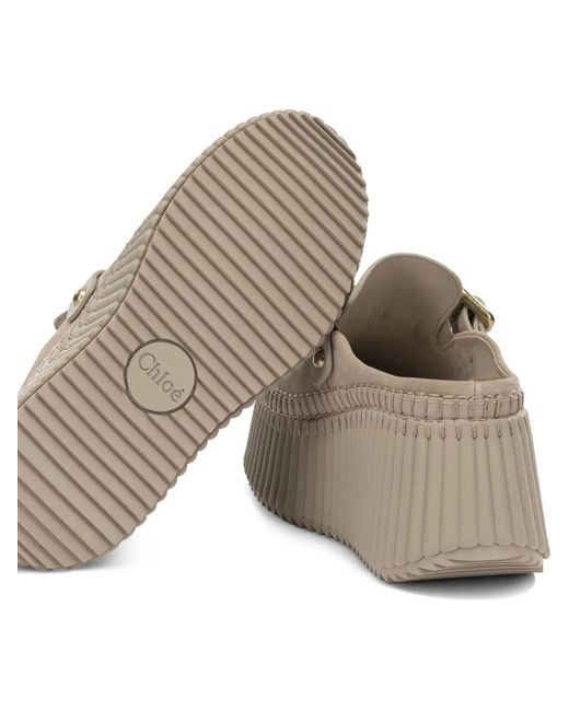 Chloé White Nama Plateau-Mules