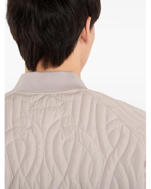 Filling Pieces White Quilted Bomber Jacket for men