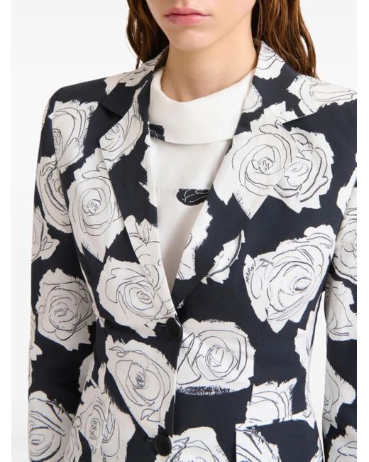 Marni Black Aurora Rose-Print Blazer