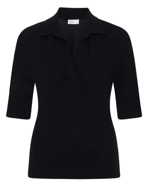 Rosetta Getty Gebreide Polotop Met Open Hals in het Black