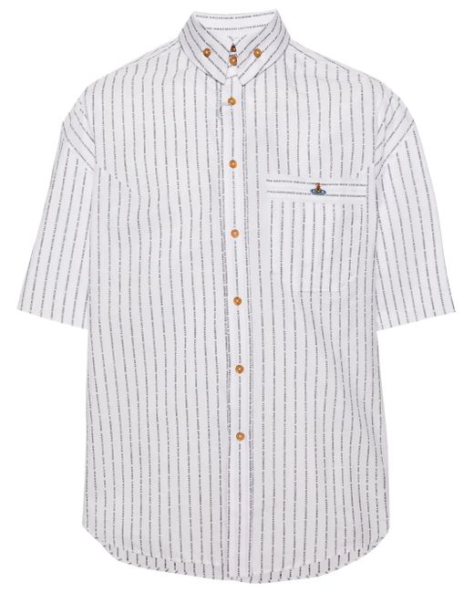 Vivienne Westwood White Stripped Krall Organic Cotton Shirt for men