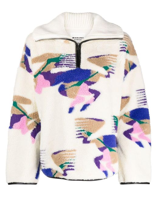 MARANT ETOILE Abstract-print Fleece Jumper in Blue | Lyst UK