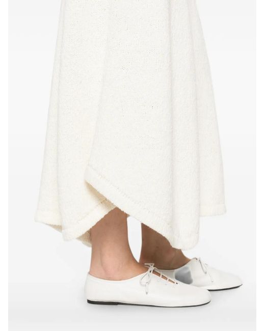 AYA MUSE White Kena Asymmetric Knitted Maxi Skirt