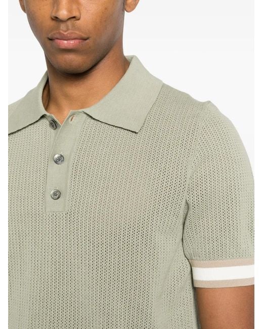 CHE Green Quinn Open-Knit Polo Shirt for men