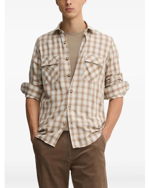 Liu Jo Natural Flap-Pocket Checked Shirt for men