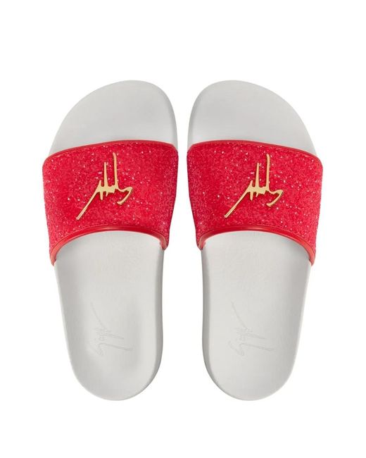 Giuseppe Zanotti Pink Brett Glitter-Detail Slides