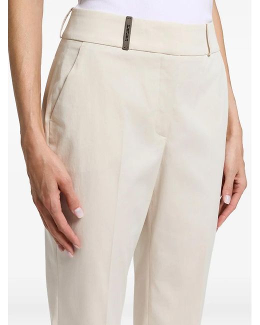 Peserico White Cropped Turn-Up Trousers