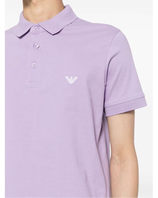 Emporio Armani Katoenen Poloshirt Met Geborduurd Logo in het Purple voor heren