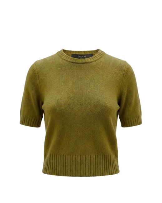 Toccin Green Short Sleeve Round-Neck Knitwear
