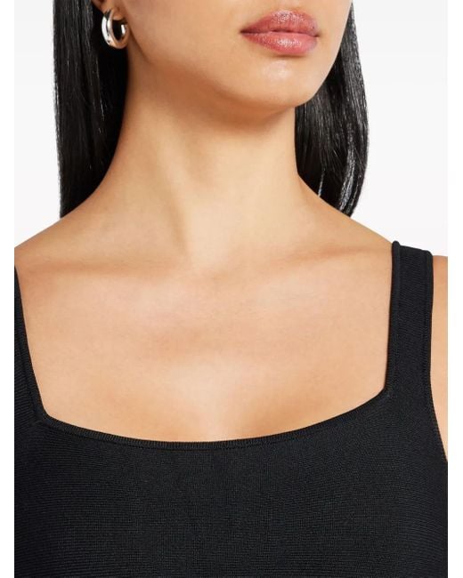 Staud Black Ellison Knitted Midi Dress