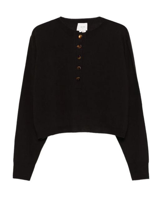 Alysi Black Kaschmirpullover Mit Knopfleiste