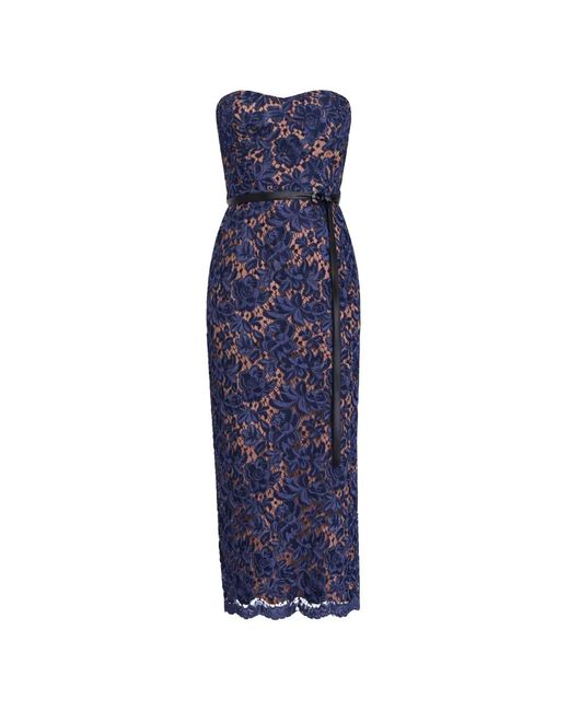 Michael Kors Blue Belt-Detail Midi Dress