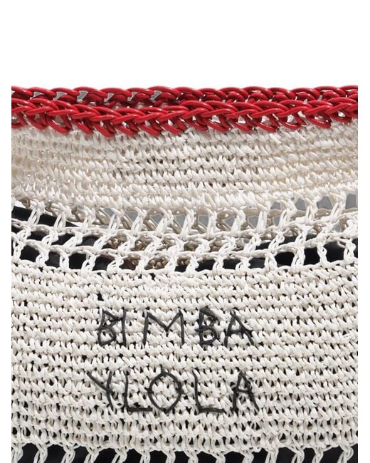Bimba Y Lola Gray Medium Raffia-Effect Handbag