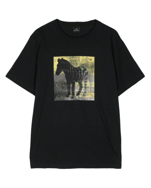 PS by Paul Smith Black Zebra Square-print Cotton T-shirt for men