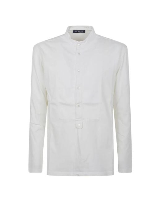 ESCAPISTA White Bib-Front Band-Collar Shirt for men