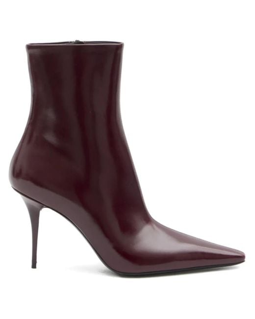 Saint Laurent Purple 90Mm Ashley Pointed-Toe Ankle Boots