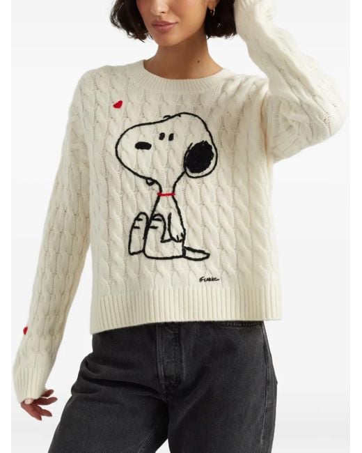 X Peanuts Pull En Maille Torsadée À Motif Snoopy Chinti & Parker en coloris White