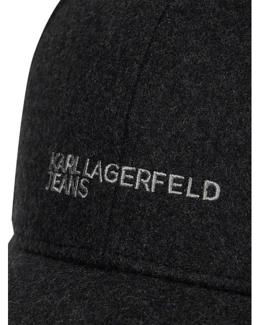Karl Lagerfeld Black Essential Wool-Blend Cap for men