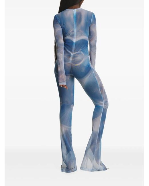 IRINA VOINEA Blue Split-Hem Bodysuit