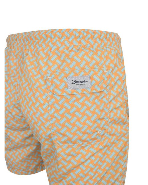 Drumohr Natural Geometric-Print Drawstring Shorts for men