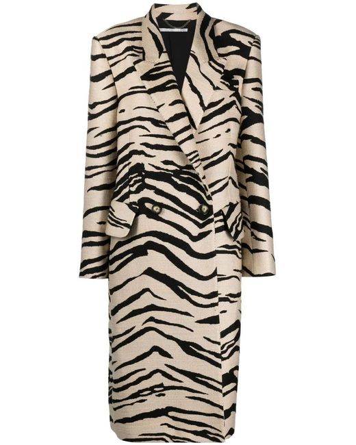 Stella McCartney White Tiger-Print Double-Breasted Coat