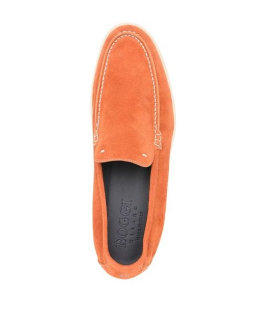 Boggi Orange Almond-toe Suede Loafers for men