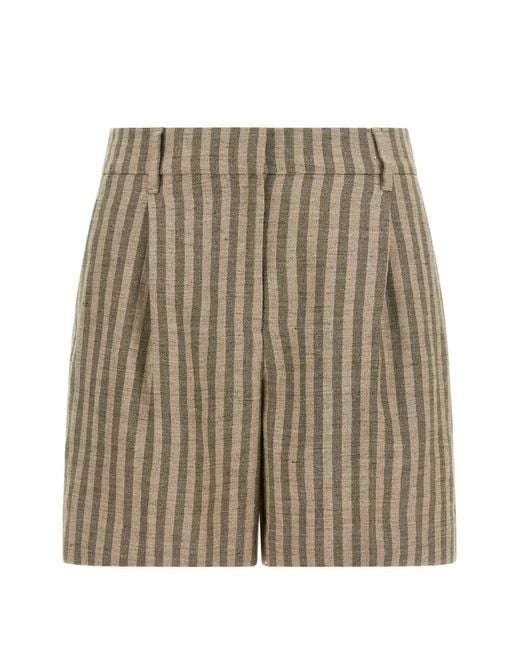 Brunello Cucinelli Natural Striped Pleated Shorts