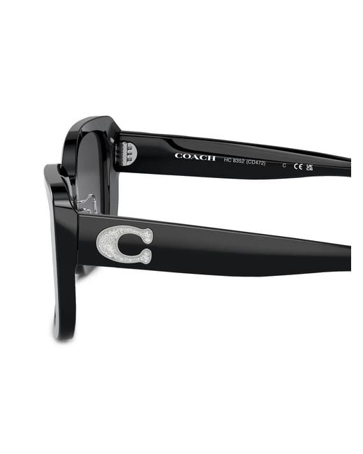 COACH Black Logo-Plaque Square-Frame Sunglasses