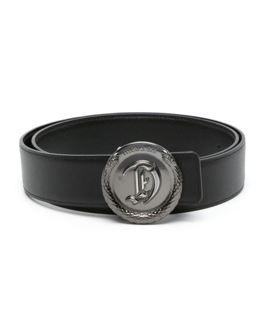 Just Cavalli Black Logo-buckle Leather Belt for men