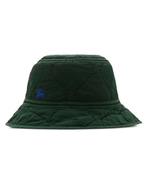 Burberry Green Crinkled Quilted Bucket Hat for men