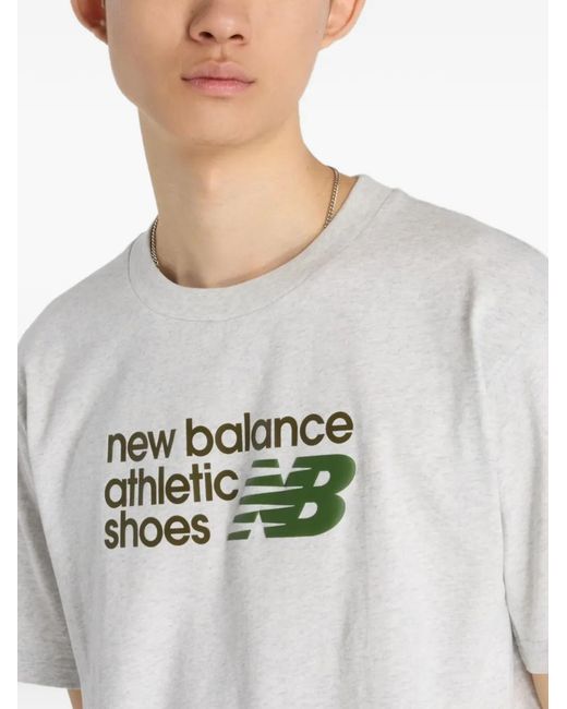 New Balance Blue Logo-Print T-Shirt for men