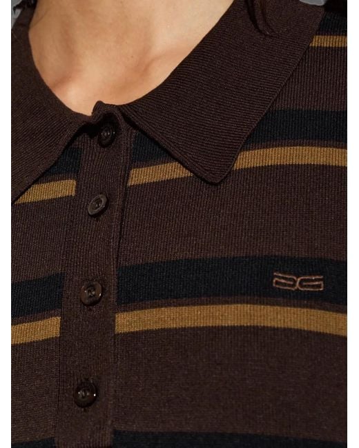 Gestuz Black Striped Short-Sleeve Polo Shirt