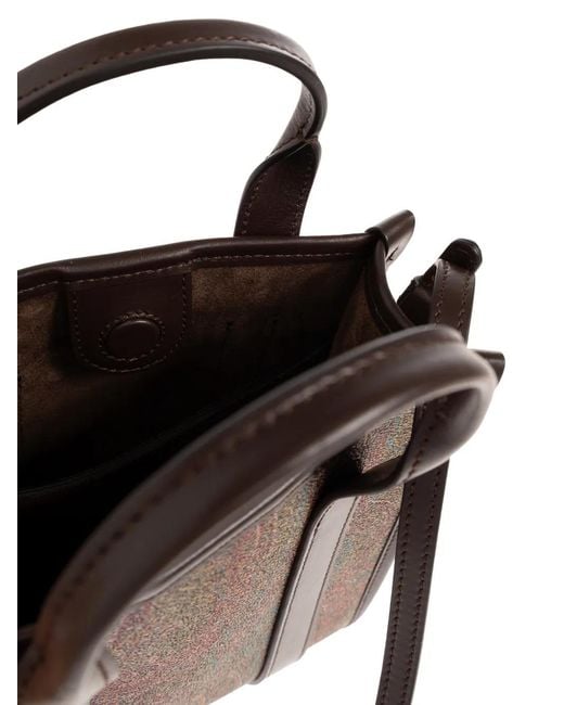 Etro Brown Verticale Xs Paisley-Print Tote Bag