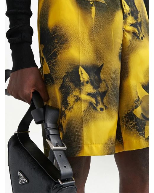 Prada Yellow Re-Nylon Bermuda Shorts for men