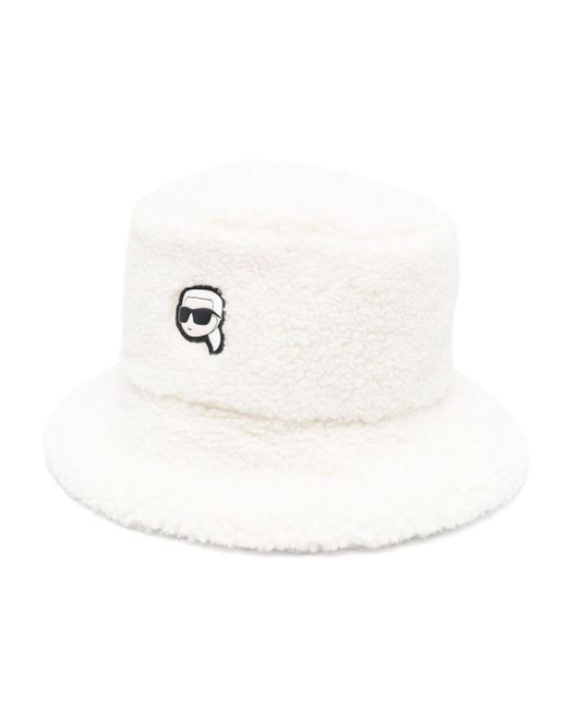 Karl Lagerfeld K/ikonik 2.0 Bucket Hat in White | Lyst UK