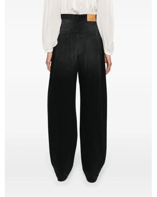 Isabel Marant Black Vetan High-Rise Wide-Leg Jeans