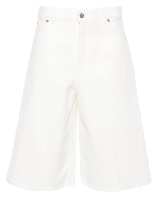 Victoria Beckham White Jeans-Shorts mit tiefem Schritt