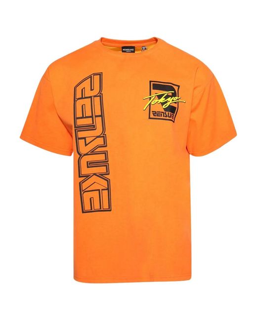 Rensuke Tokyo Orange T-Shirt En Coton À Imprimé Graphique for men
