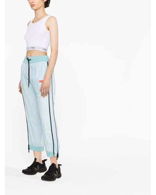 DSquared² Blue Side-Zip Logo-Patch Trousers