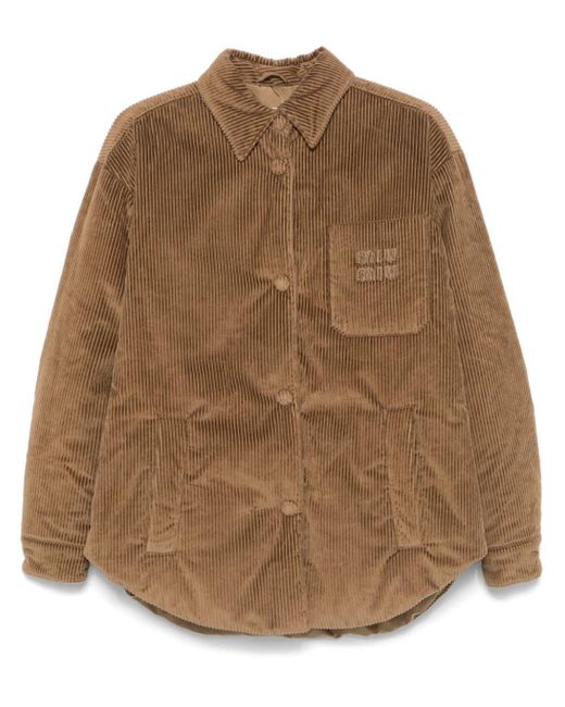 Miu Miu Cropped Donsjack in het Brown