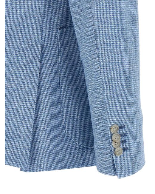 Barba Napoli Dynamic 201 Blazer Met Pied-De-Poule Patroon in het Blue voor heren