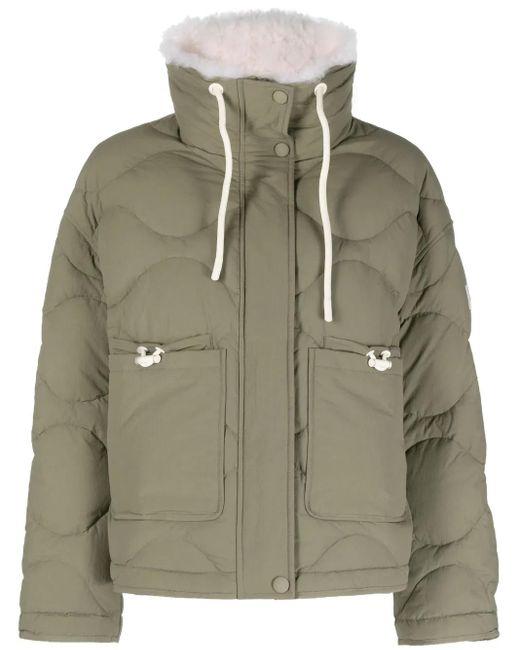 Yves Salomon Green High-Neck Quilted Jacket
