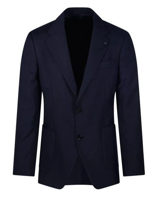 Lardini Blue Notched-Lapel Single-Breasted Blazer for men