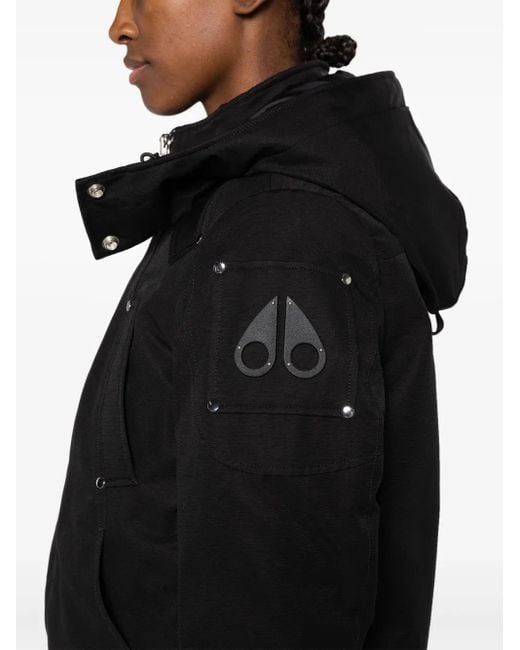 Moose Knuckles Black Ballistic High-Neck Studded Hooded Jacket