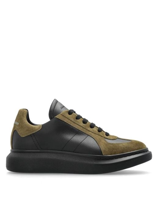 Alexander McQueen Black Leather Oversized Retro Sneakers for men