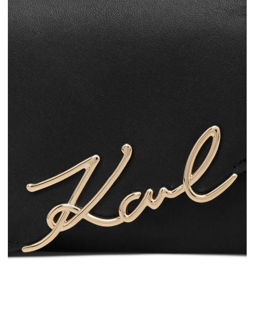 Karl Lagerfeld Black Logo-Plaque Crossbody Bag