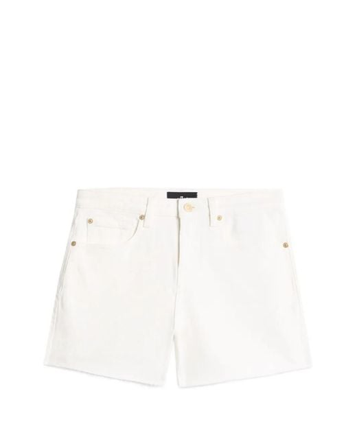 7 For All Mankind White Classic Stretch Shorts