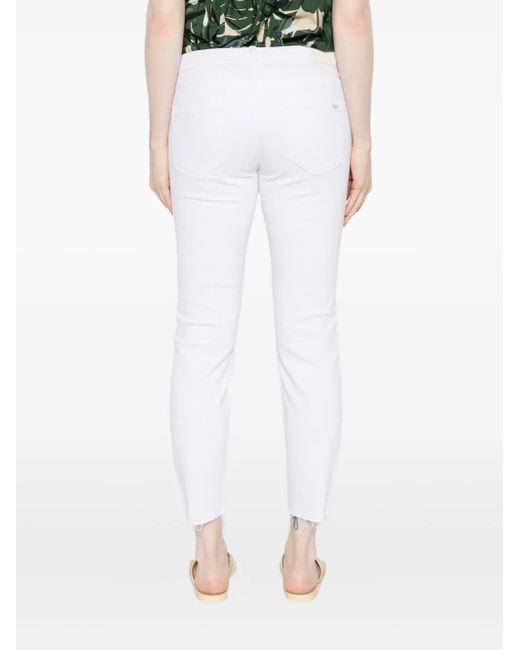 Marc O' Polo White Frayed-Hem Trousers