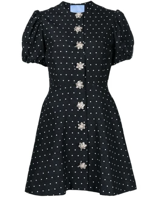 Macgraw Black Sorbet Polka-Dot Embroidered Dress
